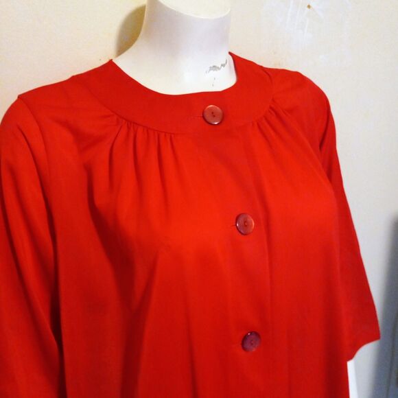 Vintage Shadowline Robe & Pant Set-Small/34-1950s-Button Front-Pockets-Red - Picture 3 of 11